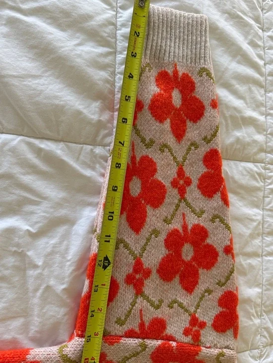 Anthropologie Maeve Orange Floral Pop Intarsia Cardigan Sweater NWOT - Picture 7 of 8